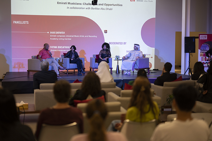Emirati musicians highlight the challenges they’ve faced along the journey to success in an engaging Riwaq Al Fikr – ADMAF Talk at Berklee Abu Dhabi  