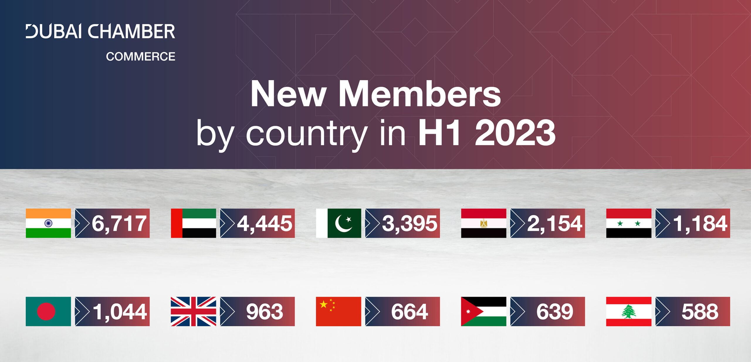India tops list of new Dubai Chamber of Commerce members during H1 2023 with 6,717 companies, Egypt leads Arab world behind UAE with 2,154